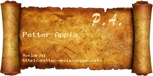 Petter Appia névjegykártya